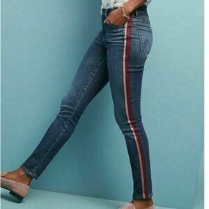 MOTHER denim The Looker w/ maroon pink glitter racing stripes Sz 28 from Anthro